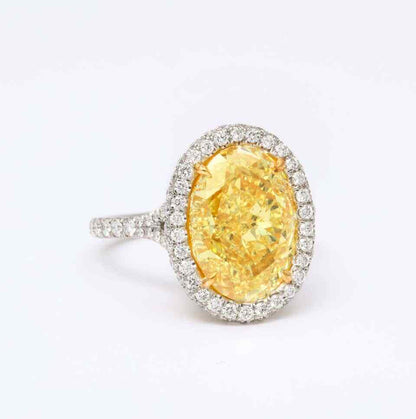 GIA Certified 5 Carat Oval Fancy Yellow Diamond Ring