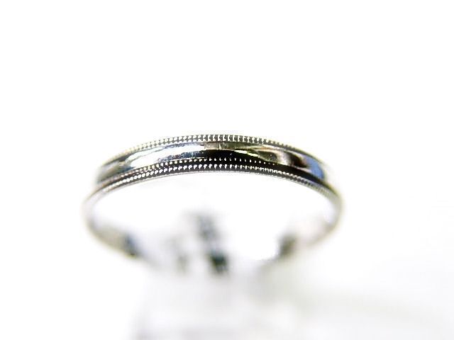 PLATINUM POLISHED BEADED OUTER PLATINUM WEDDING BAND