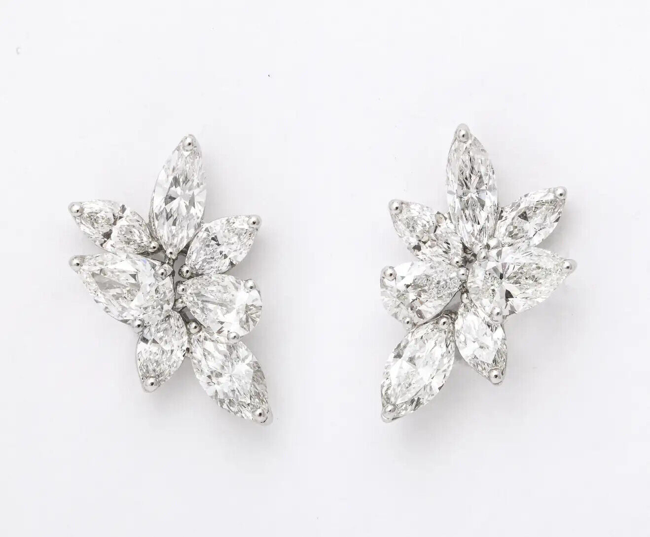 Diamond Cluster Earring 7.39 carats of white pear and marquise shape