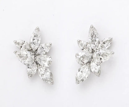 Diamond Cluster Earring 7.39 carats of white pear and marquise shape