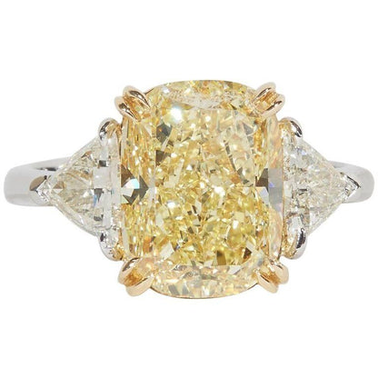 Lovely 5 Carat Fancy Yellow Engagement Ring GIA Certified 5.02 CT