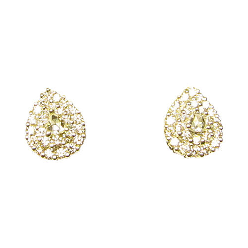 DIAMOND EARRING TWO PEAR SHAPE ROSE SHAPE DIAMOND ROUND