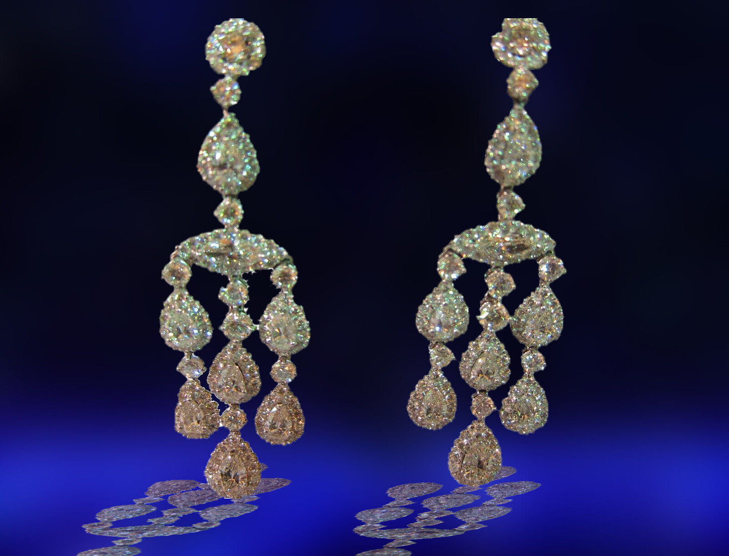 GRACEFUL DIAMOND EARRING DANGLE 2 MARQUISE 14 PEAR SHAPE 222 ROUND SHAPE DIAMOND