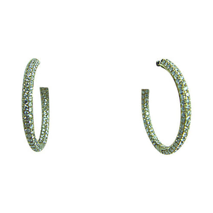 DIAMOND ROUND BR SHAPE PAVE PRONG SET HOOP EARRING INSIDE OUTSIDE SET DIAMOND