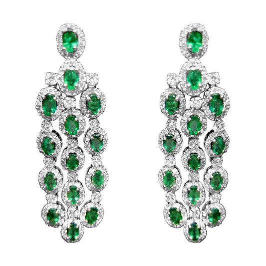EMERALD OVAL SHAPE DIAMOND ROUND BRILLIANT SHAPE DANGLE