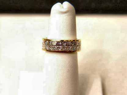 2 ROW 48 STONE 11 POINTERS PRINCESS CUT DIAMOND SET ALL THE WAY ETERNITY BAND