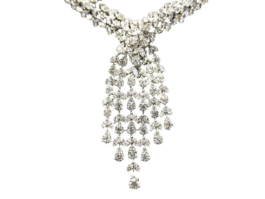 DIAMOND PEAR MARQUISE SHAPE NECKLACE 20 INCH LENGTH INCLUDING DROP 16 INCH NECK