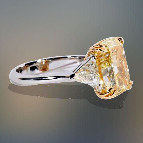 Lovely 5 Carat Fancy Yellow Engagement Ring GIA Certified 5.02 CT