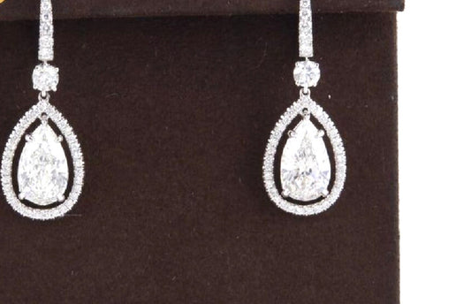 GIA Certified Pear Shaped Diamond Drop Earrings
