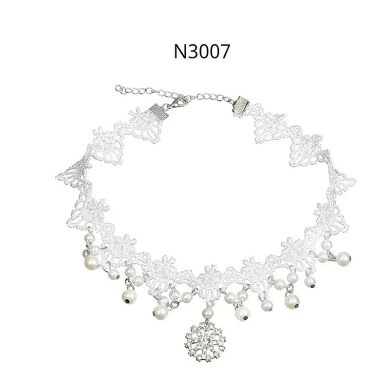 White Lace Necklace Chokers Black Collares Vintage Style Female Gothic Wedding R