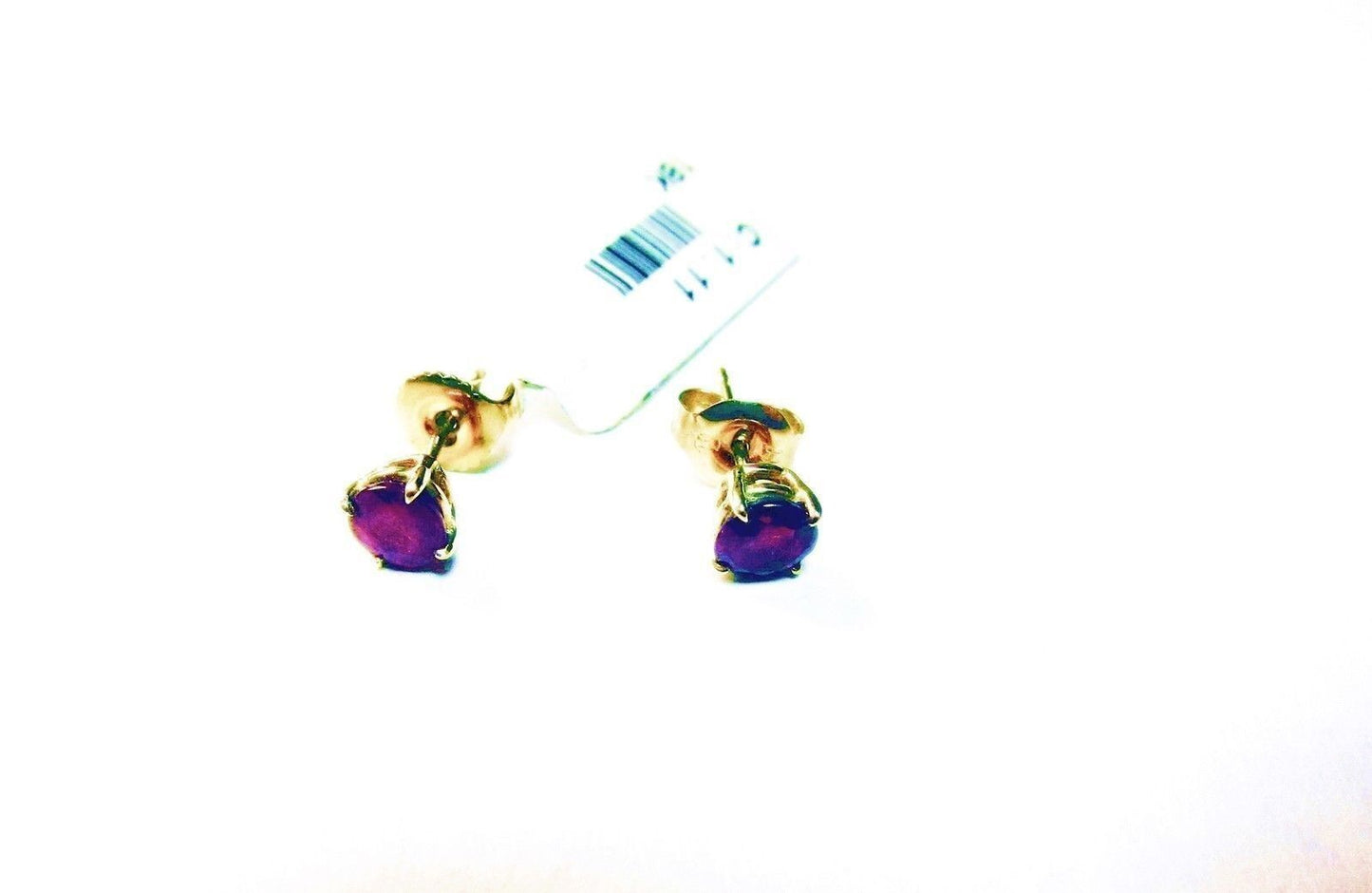 1.11 CT RUBY ROUND SHAPE MEDIUM RED STUD EARRING ROUND STUD 18 K YELLOW GOLD