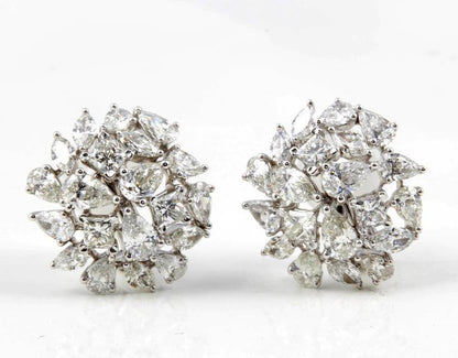 6.12 carats of F/G VS pear mrque prncss Multi Shape Diamond Cluster Earring 18 k