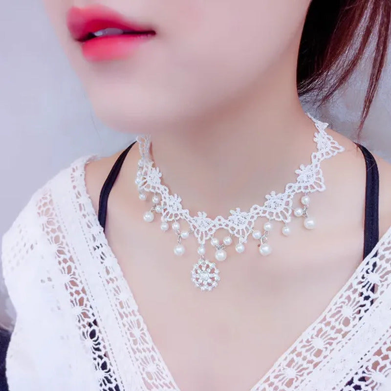 White Lace Necklace Chokers Black Collares Vintage Style Female Gothic Wedding R