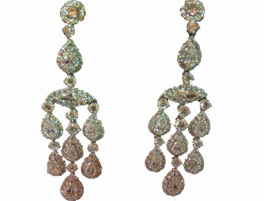 GRACEFUL DIAMOND EARRING DANGLE 2 MARQUISE 14 PEAR SHAPE 222 ROUND SHAPE DIAMOND