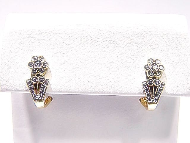 FLOWER IN FLOWER POT YELLOW GOLD ROUND BRILLIANT CUT DIAMOND