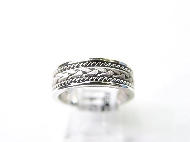 PLATINUM WEAVE ROPE POLISHED OUTER PLATINUM WEDDING BAND