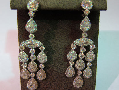 GRACEFUL DIAMOND EARRING DANGLE 2 MARQUISE 14 PEAR SHAPE 222 ROUND SHAPE DIAMOND