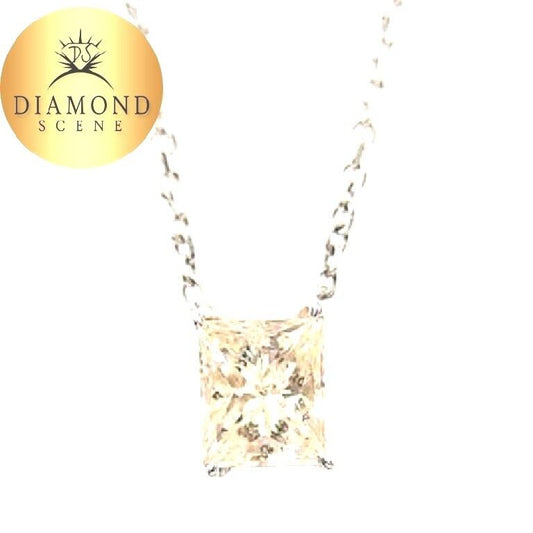 PRINCESS CUT DIAMOND SOLITAIRE PENDANT 1.55 CT 4 PRONG