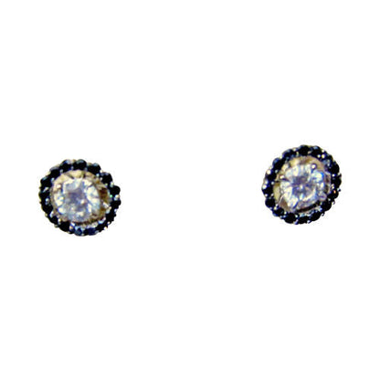 TWO DIAMOND ROUND SHAPE HALO ROUND BLACK DIAMOND STUD EARRINGD