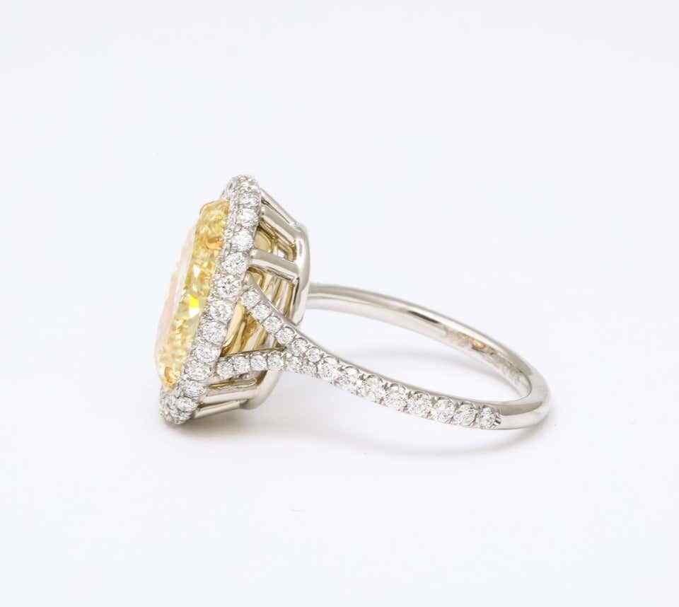 GIA Certified 5 Carat Oval Fancy Yellow Diamond Ring