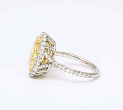 GIA Certified 5 Carat Oval Fancy Yellow Diamond Ring