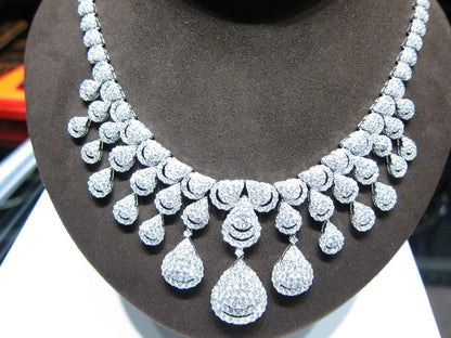 DIAMOND ROUND BRILLIANT SHAPE SET NECKLACE DANGLE DROP STYLE DIAMOND NECKLACE