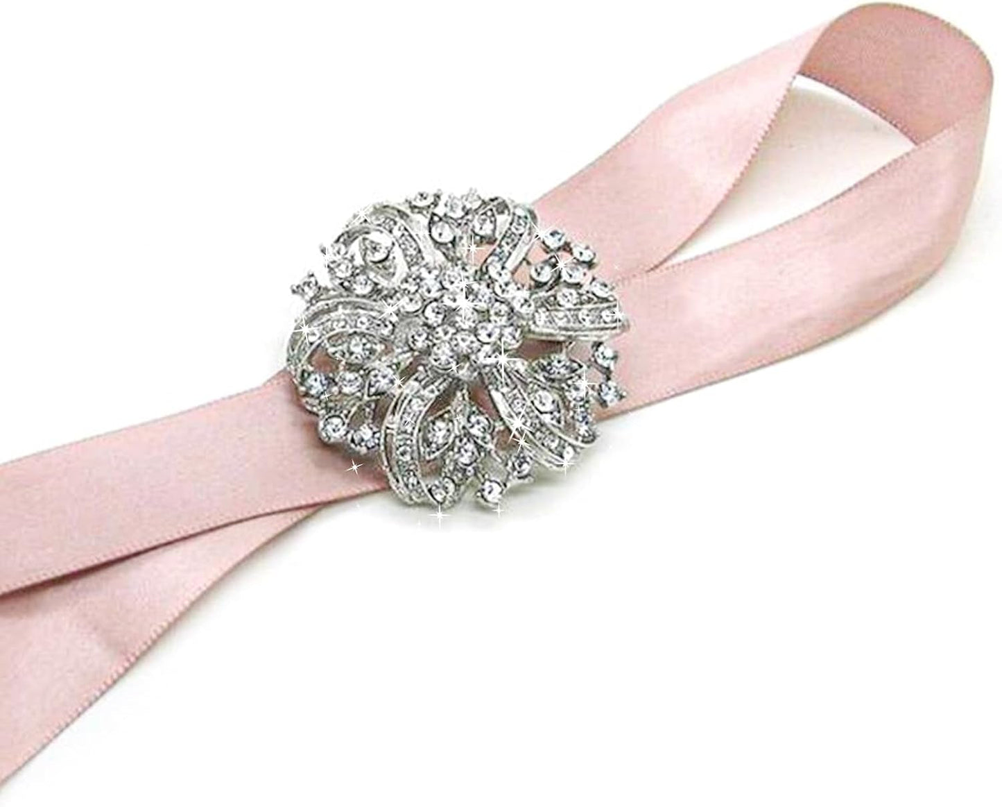 Crystal Rhinestone Brooch for Women Silver Twisted Petals Flower Brooch Pins for Women Silver Brooch for Women Clear Rhinestone Brooch Pins Rhinestone Jewelry Pins for DIY Bridal Wedding Bouquet
