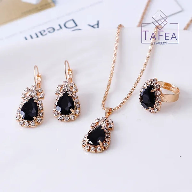 4 Pieces / Set Luxury Necklace Set Engagement Ring Earrings Pendant Beautiful  Wedding Jewelry Set