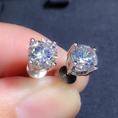 Exquisite 4 Prong Moissanite Solitaire Stud Earrings for Women Girl Daily Casual Ear Stud Accessories