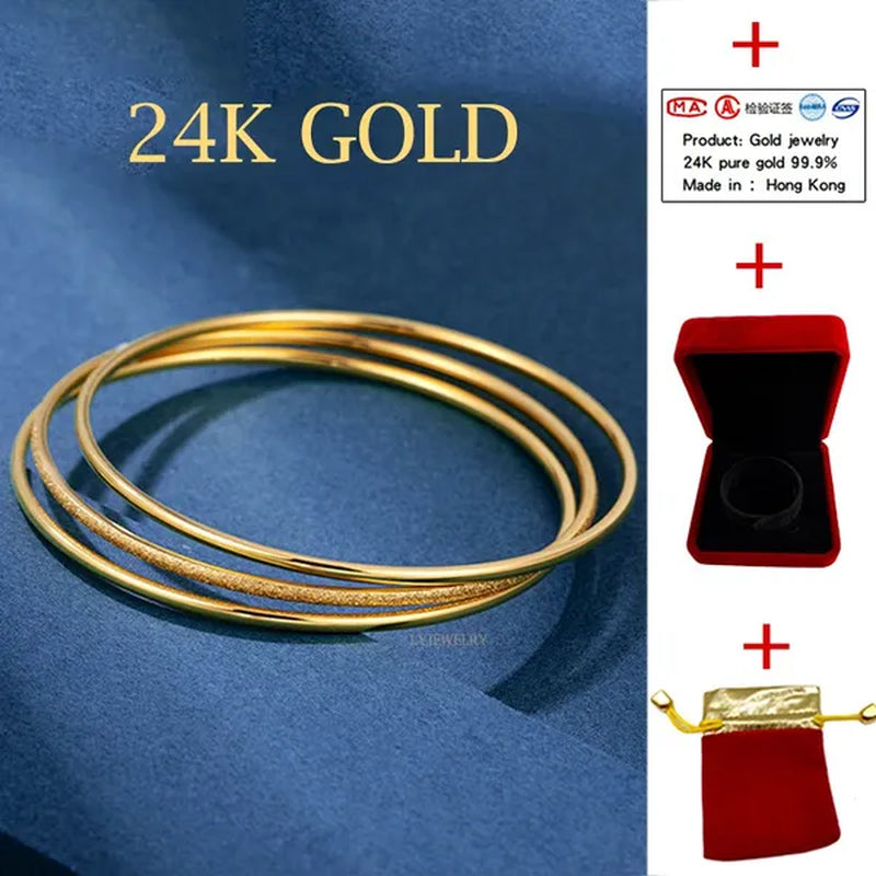 24K Pure Gold Multilayer Bracelet Set Women Bracelet Gold Jewelry