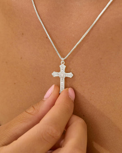 Cross Necklace for Women - 14K Gold/White Gold Plated Simple Dainty Diamond Cross Pendant Necklace with Cubic Zirconia Jewelry Gift for Her