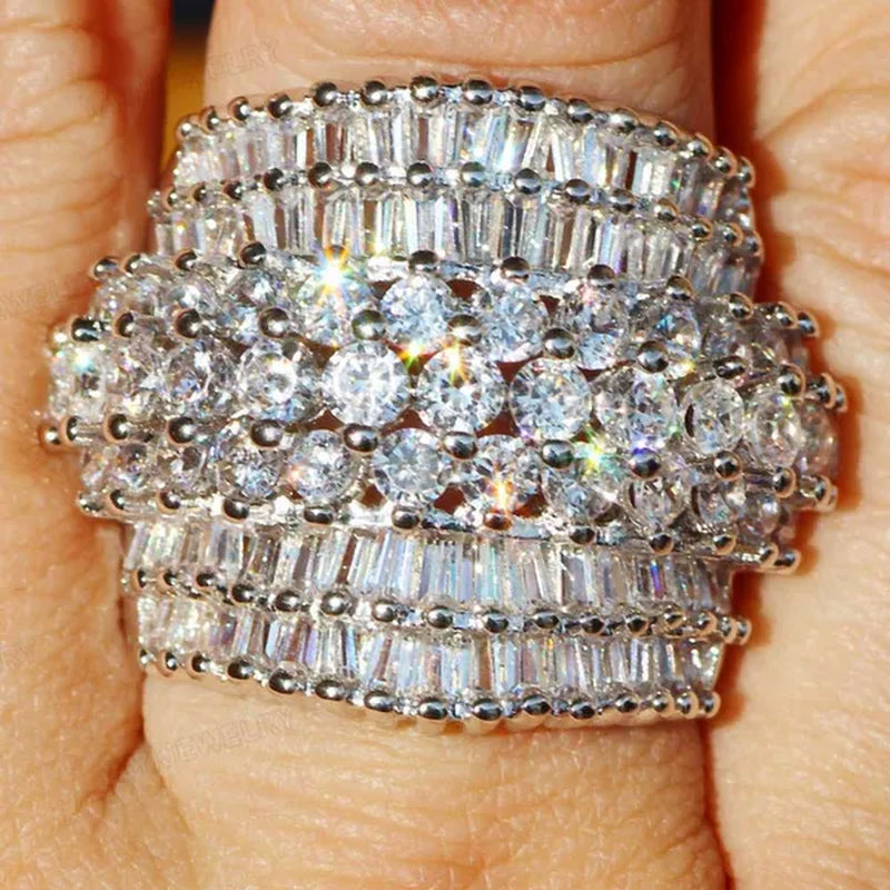Gorgeous Cubic Zirconia Multichamber Ring Wedding Birthstone Bride Engagement Brand Heart Ring Jewelry Size 6 7 8 9 10