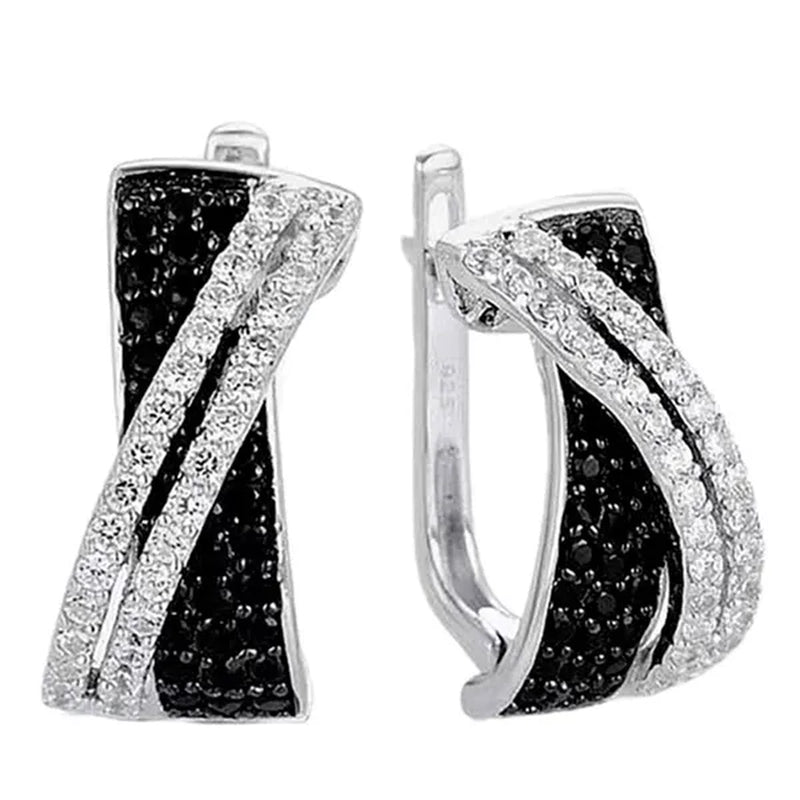 Luxury Fashion Women'S Creative Cross Earrings Infinite Diamond Earrings Black and White Diamond Earrings Infinite Cross Earrings Engagement Earrings Women'S Diamond Jewelry Birthday Anniversary Gift Jewelry