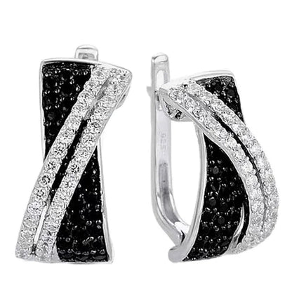 Luxury Fashion Women'S Creative Cross Earrings Infinite Diamond Earrings Black and White Diamond Earrings Infinite Cross Earrings Engagement Earrings Women'S Diamond Jewelry Birthday Anniversary Gift Jewelry