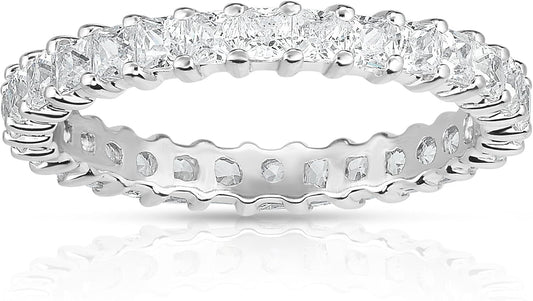 14K White Gold Princess Diamond (0.82-1.00 Ct, G-H Color, SI2-I1 Clarity) Eternity Ring