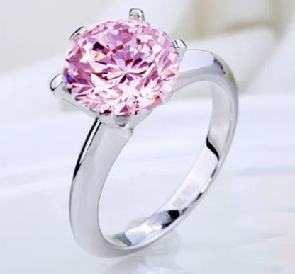 3.5Ct Size 6-10 Amazing Princess Silver Cut White Sapphire &Pink Sapphire &Topaz Engagement Ring