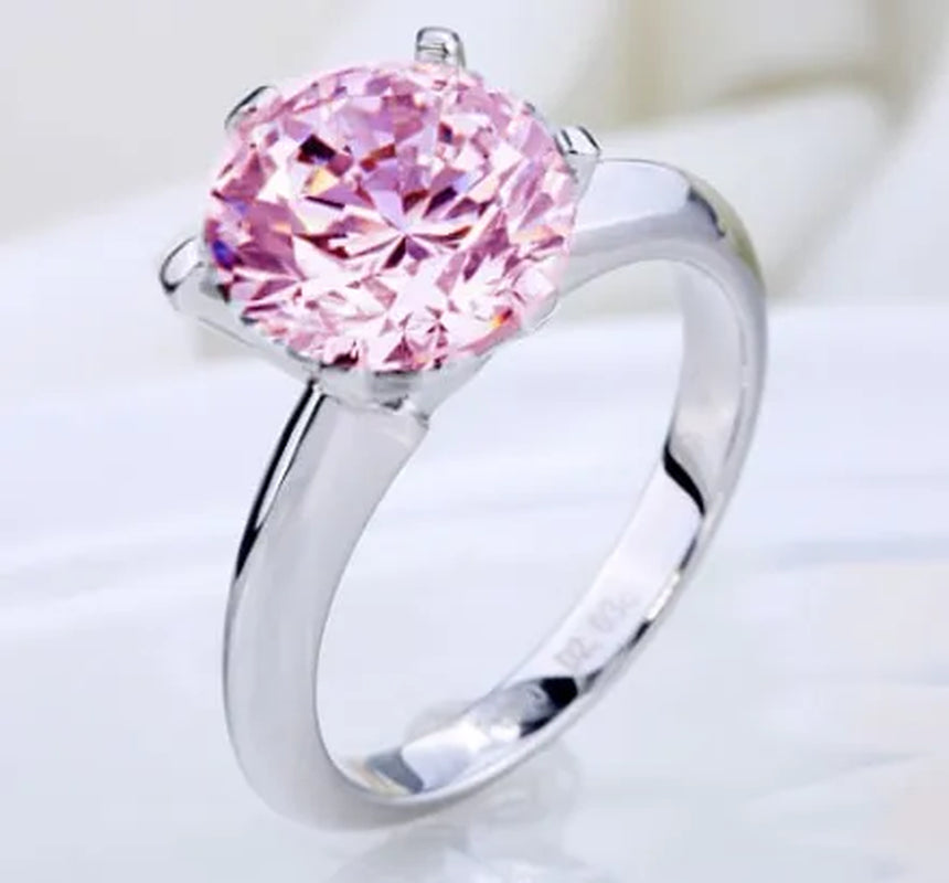 3.5ct Size 6-10 amazing Princess  silver cut White Sapphire &Pink Sapphire &Topaz Engagement Ring