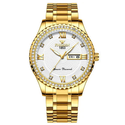 Men Watch, 30M Waterproof Stainless Steel Wrist Watches, Business Dress Casual Analog Quartz Diamond Watch, Classic Luxury Chronograph Wristwatches for Men