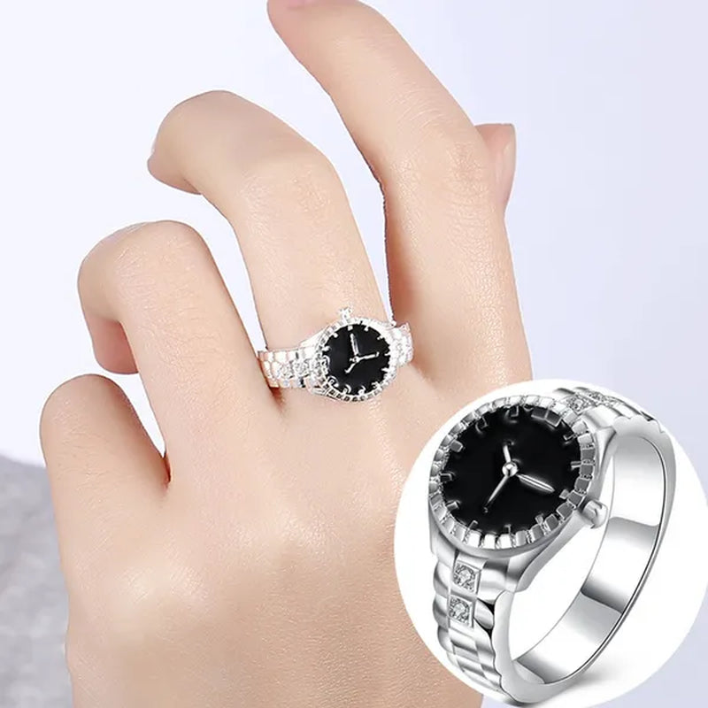 Creative 925 Sterling Silver AAA Zircon Watch Shape Ring for Women Fashion Wedding Engagement Party Gift Charm Jewelry