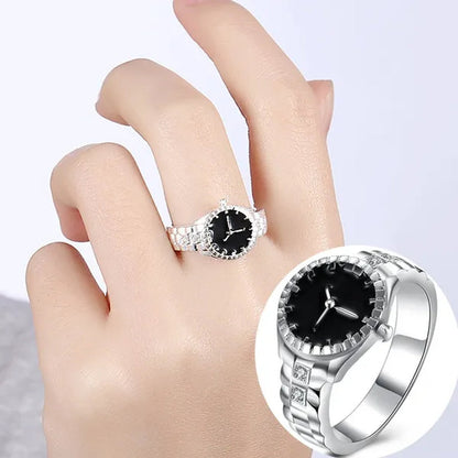 Creative 925 Sterling Silver AAA Zircon Watch Shape Ring for Women Fashion Wedding Engagement Party Gift Charm Jewelry