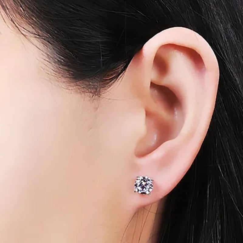 Moissanite Stud Earrings 4 Claws Setting Round Brilliant Cut Diamond Earrings Fine Jewelry for Women Men