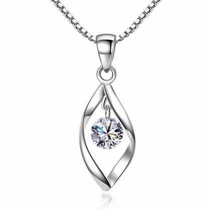 Exquisite Elegant Bridal Wedding Silver Plated Necklace for Women White Sapphire Teardrop Pendant Necklace