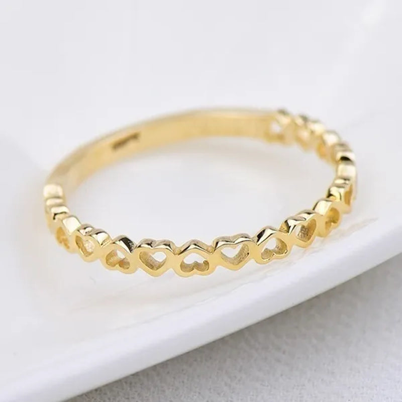 Exquisite Luxurious Classic Elegant simple Womens Heart-shaped openwork lace-edge style ring Small charming ring hollow Heart Band Dainty Promise Wedding Love Rings Anniversary Gifts Bride Wedding Engagement Rings