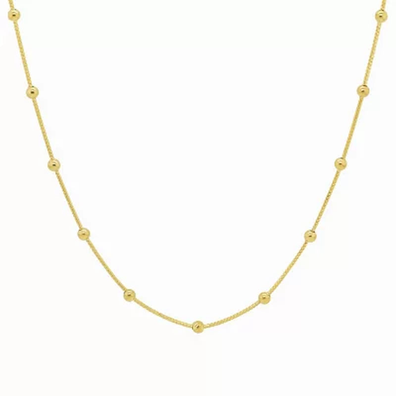 14K Yellow Gold Station Bead Necklace