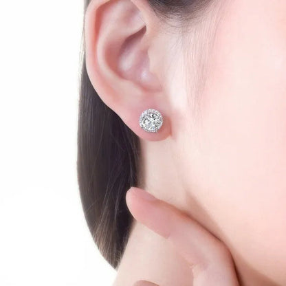 Trendy 1.25 Carat Round Moissanite White Diamond Halo Brilliant Cut Stud Earrings Bridal Wedding Engagement Jewelry Gift