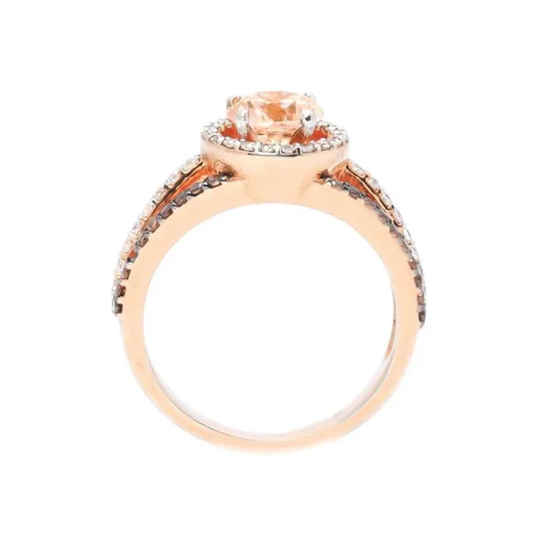 Luxury Exquisite Women's  Round Garnet & White Sapphire & Black Topaz Ring K Rose  Gemstone Diamond Charm Crystal Bride Princess Wedding Engagement Band Ring Size 6 7 8 9 10