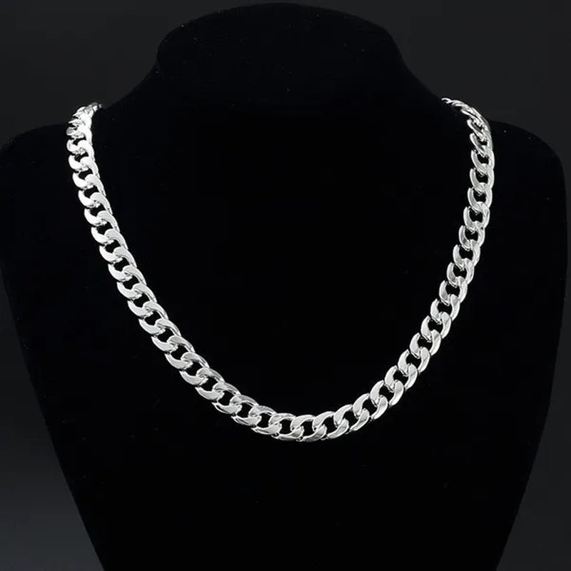 Personality 925 Sterling Silver 10Mm Cuban Chain Necklace for Boy Women Fashion Jewelry Punk Link Necklace Christmas Gifts