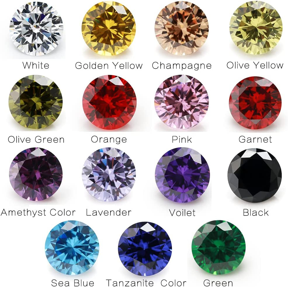 Size 1Mm-10Mm round Cut Cubic Zirconia Stone Loose CZ Stones Mixed 15 Colors Synthetic Gemstone