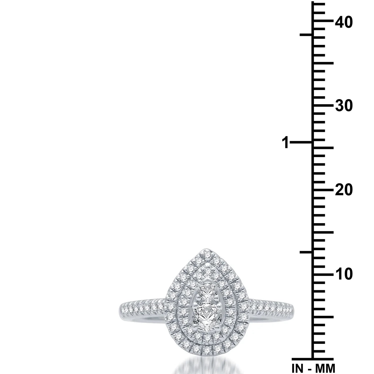 1/2 CTTW Diamond Women'S Pear Halo Engagement Ring 10K White Gold