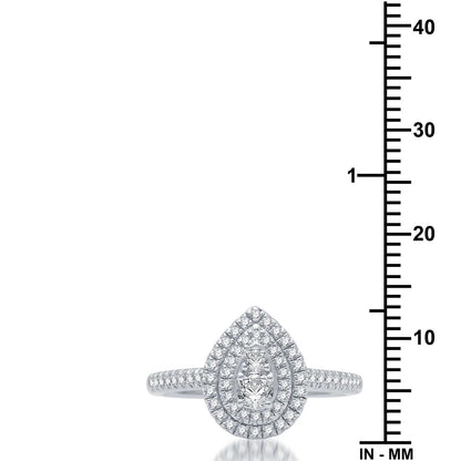 1/2 CTTW Diamond Women'S Pear Halo Engagement Ring 10K White Gold